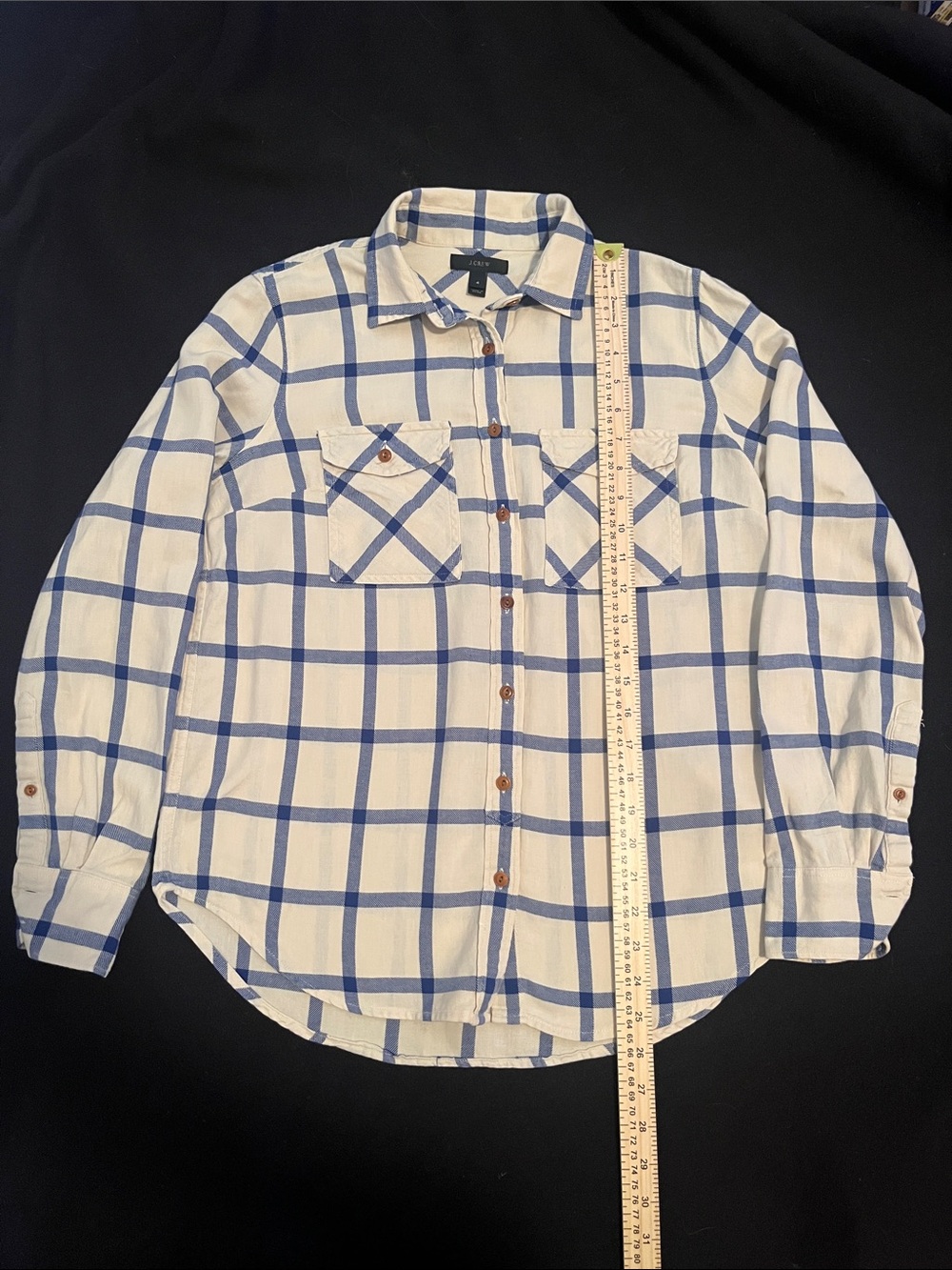 J. Crew Button-Down Shirt with Blue Windowpane Plaid